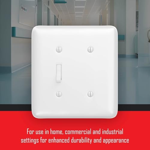 Hubbell TayMac WRW-TB 2-Gang White Smooth Metal Maxi Toggle/Blank Wall Plate WRW-TB, Outlet Cover Wall Plate with Screws, Light Switch Cover Plate for 2 Devices - Image 4