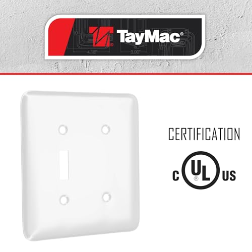 Hubbell TayMac WRW-TB 2-Gang White Smooth Metal Maxi Toggle/Blank Wall Plate WRW-TB, Outlet Cover Wall Plate with Screws, Light Switch Cover Plate for 2 Devices - Image 3