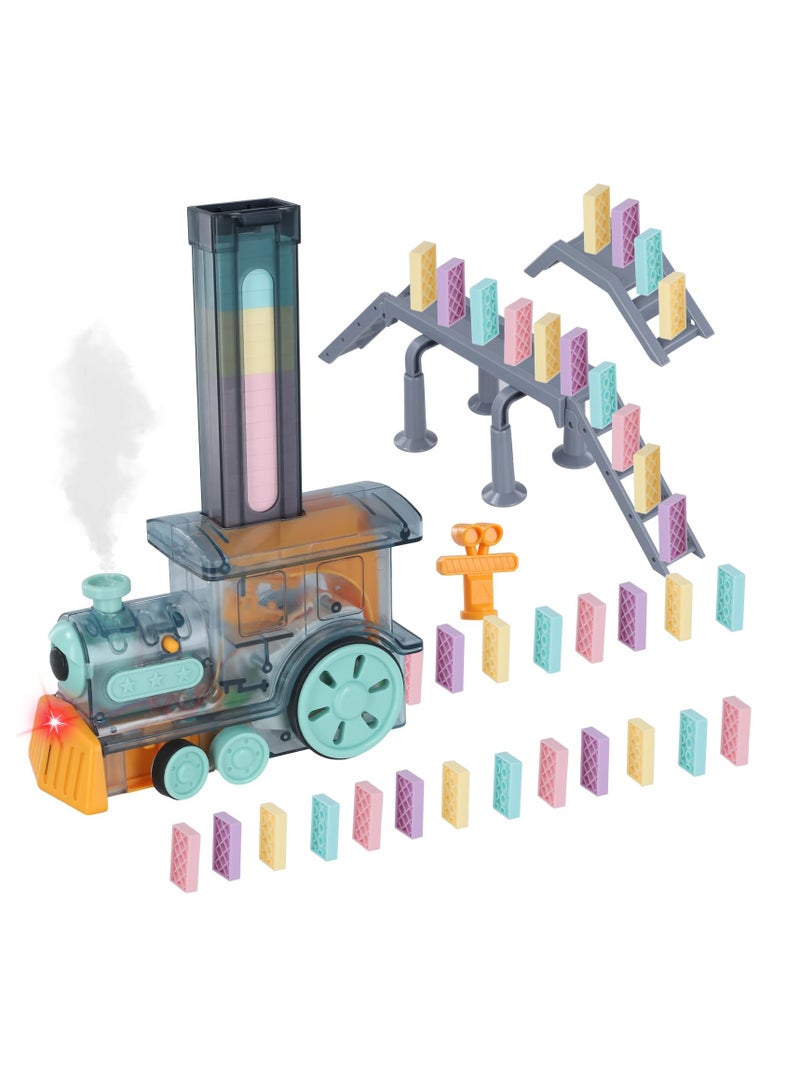 Electric Domino Train Set with Sounds and Lights for Kids, Creative Building Stacking Toy for Boys and Girls Ages 3 to 7 - Image 2