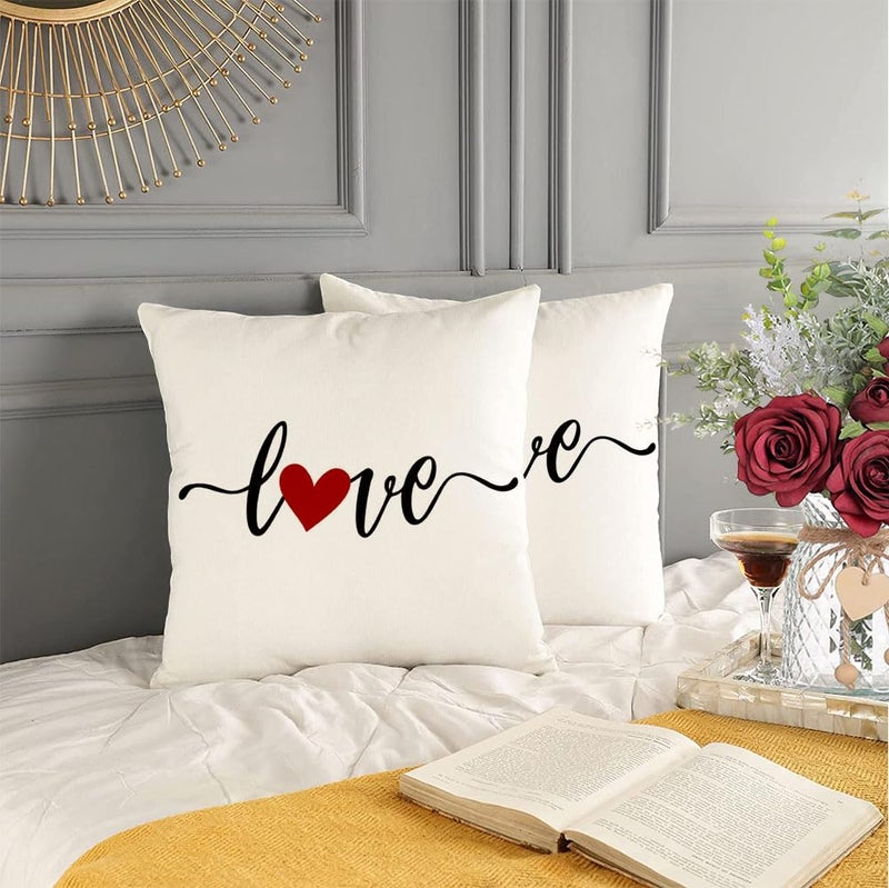 RABUSOFA Valentines Pillow Covers 18x18, Red Heart Pillow Covers for Valentine's Day Decor - Image 3