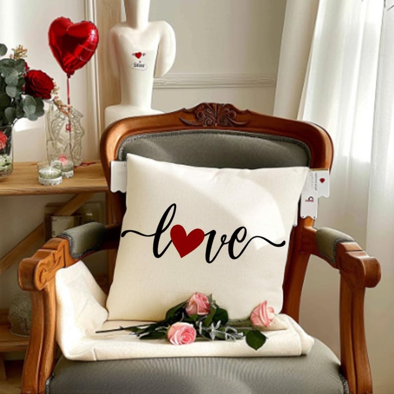RABUSOFA Valentines Pillow Covers 18x18, Red Heart Pillow Covers for Valentine's Day Decor - Image 2