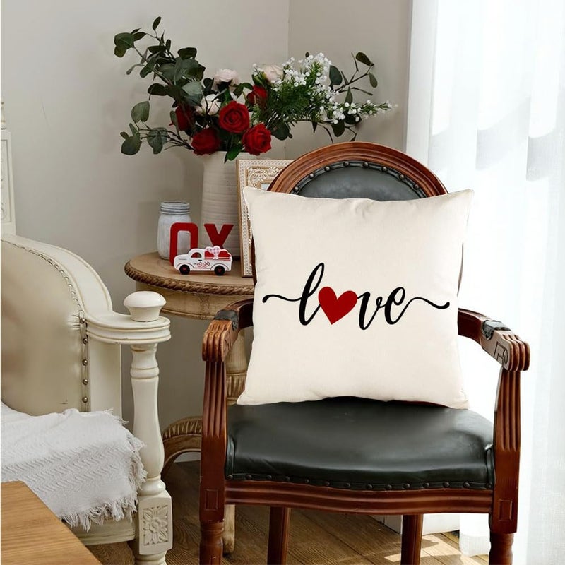 RABUSOFA Valentines Pillow Covers 18x18, Red Heart Pillow Covers for Valentine's Day Decor - Image 4