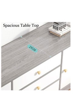 Golden TV Cabinet For Up To 55 Inches TV Entertainment Modern Design Wall Unit Furniture Wooden TV Stand For Living Room, Bedroom TV Rack L 140 x W 29 x H 54 cm -Grey/White  - Image 3