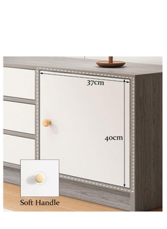 Golden TV Cabinet For Up To 55 Inches TV Entertainment Modern Design Wall Unit Furniture Wooden TV Stand For Living Room, Bedroom TV Rack L 140 x W 29 x H 54 cm -Grey/White  - Image 4