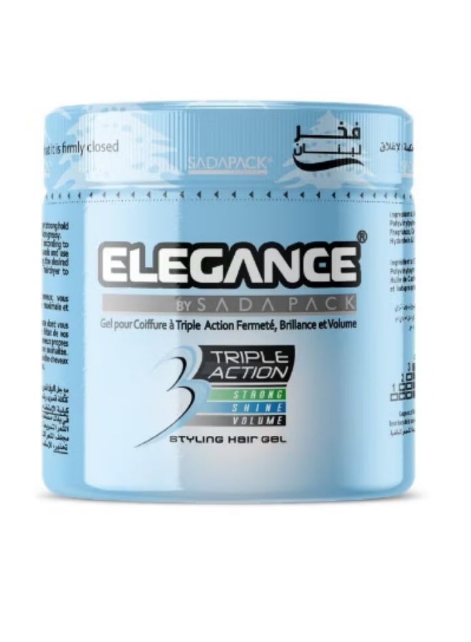 Elegance Triple Action Styling Hair Gel Blue 500ml - Image 1