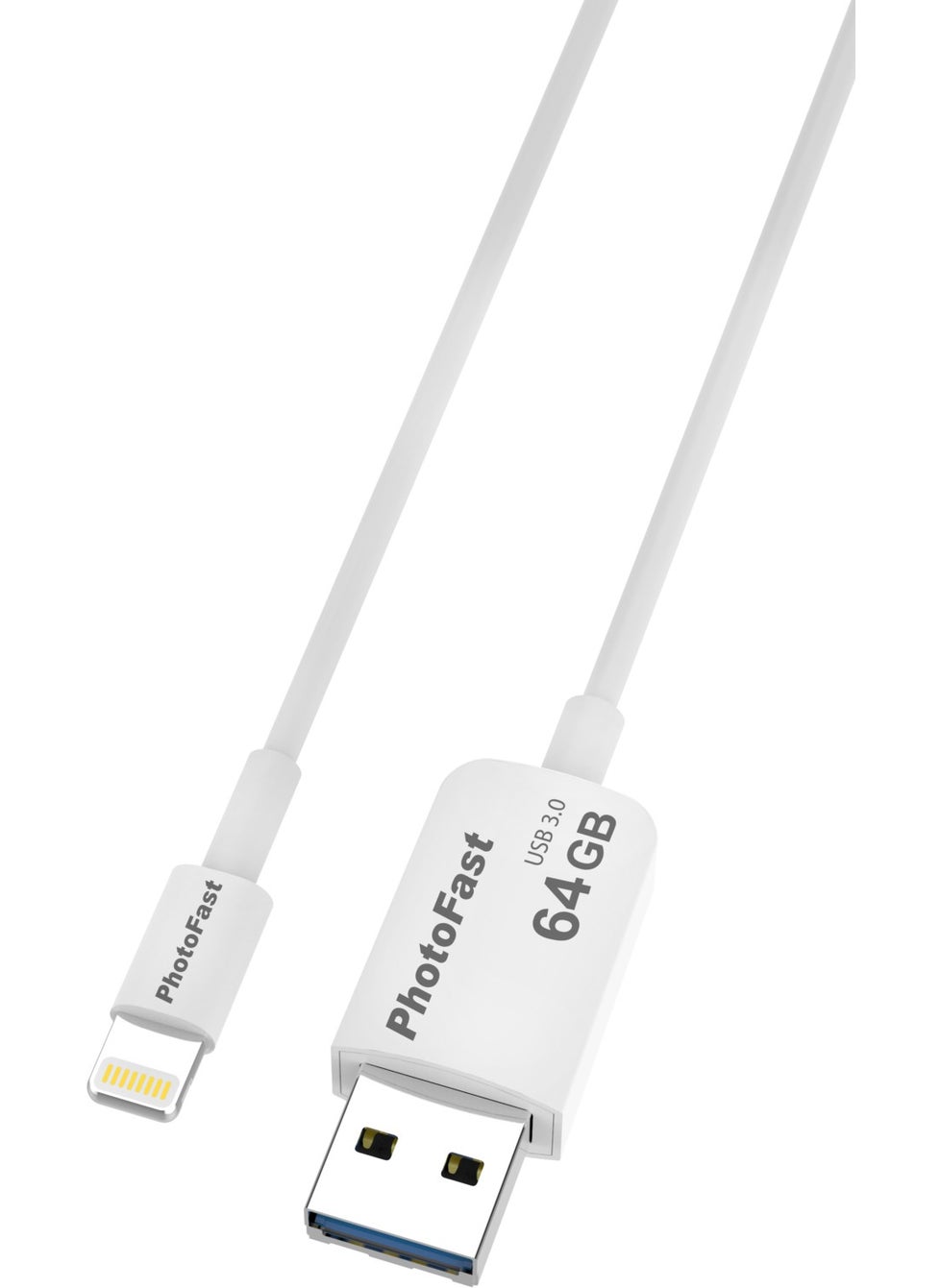 PhotoFast - Photo Backup Cable 64GB i-FlashDrive Memory with Lightning / USB 3.0 Charging Cable (iPhone Compatible, iPad, iPod) - BPF-PBCU364GB - Image 1