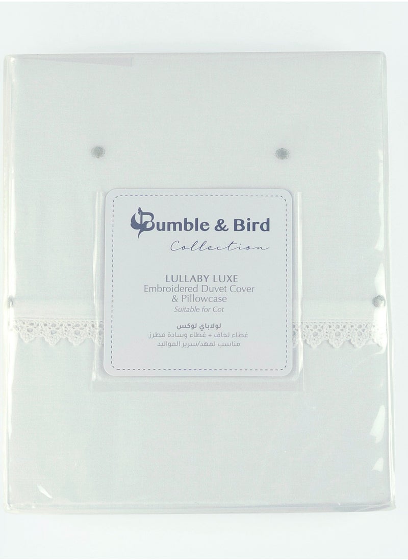 Bumble & Bird Bumble & Bird - Embroidered Duvet Cover & Pillowcase For Bassinet - Grey  - Image 2