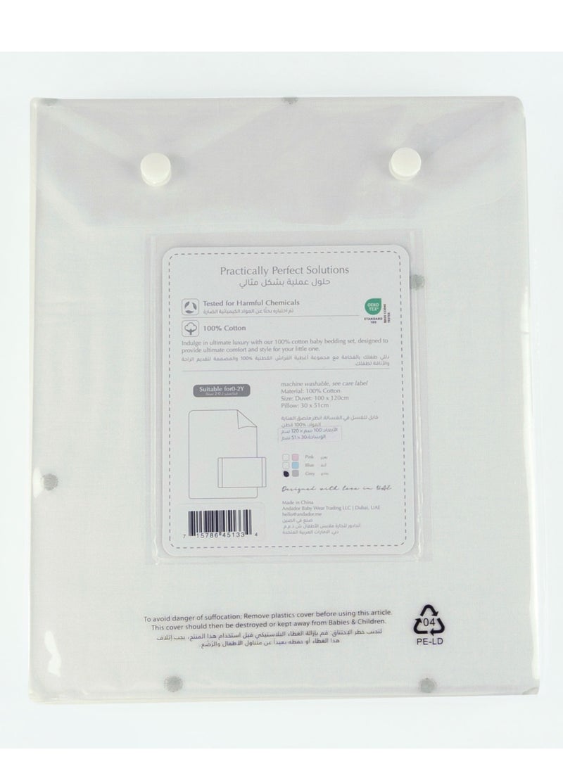Bumble & Bird Bumble & Bird - Embroidered Duvet Cover & Pillowcase For Bassinet - Grey  - Image 1