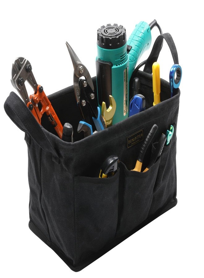 Denifiter 3-Pack Storage Tool Case Set, 13.8 x 7.8 x 7.8 Inches, Rectangular Waxed Canvas Fabric Collapsible Tool Bag with Handles for Tools,Wrench Set,Screwdrivers (Black) - Image 3