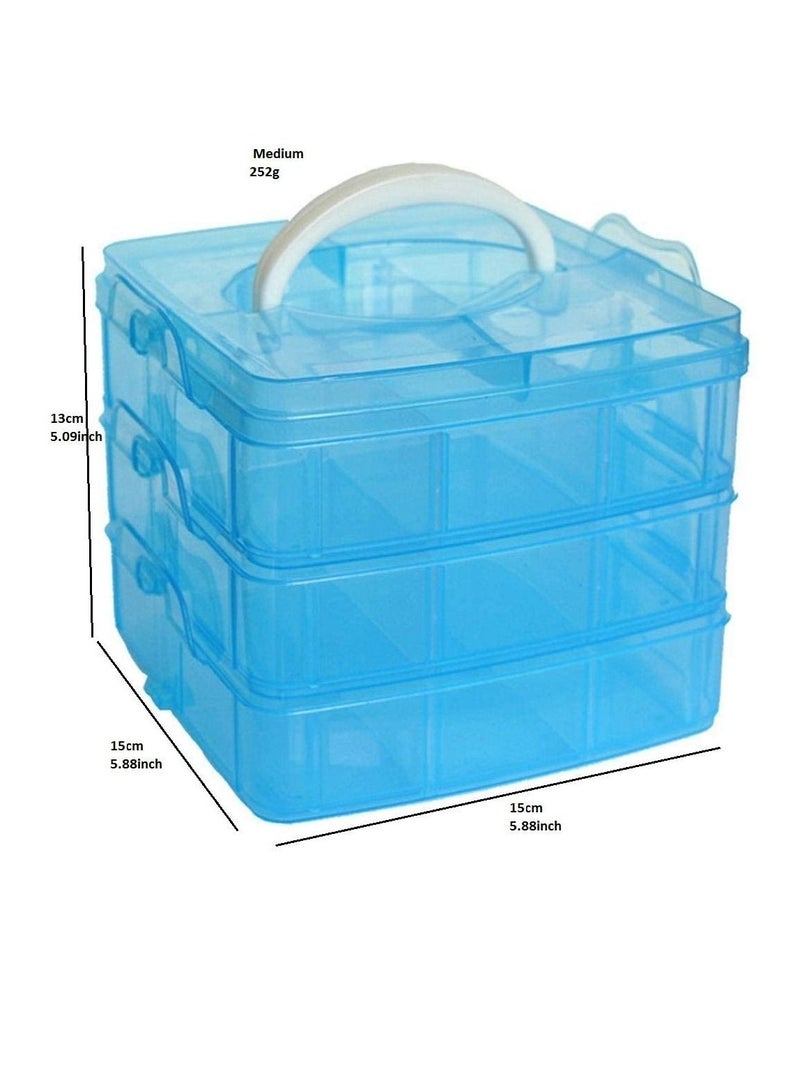 SYOSI 3 Tier Stackable Storage Container Box with 30 Compartments, Plastic Storage Box for Toys Arts and Crafts,Fuse Beads, Washi Tapes - Image 2