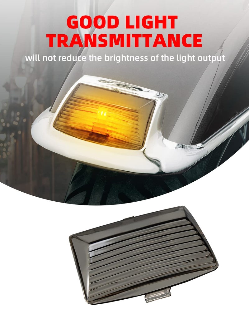 Amazicha Smoked Front Rear LED Fender Tips Lights Mud Guards Covers Lens Compatible for Harley Davidson Electra Glide Road King Heritage Softail - Image 4