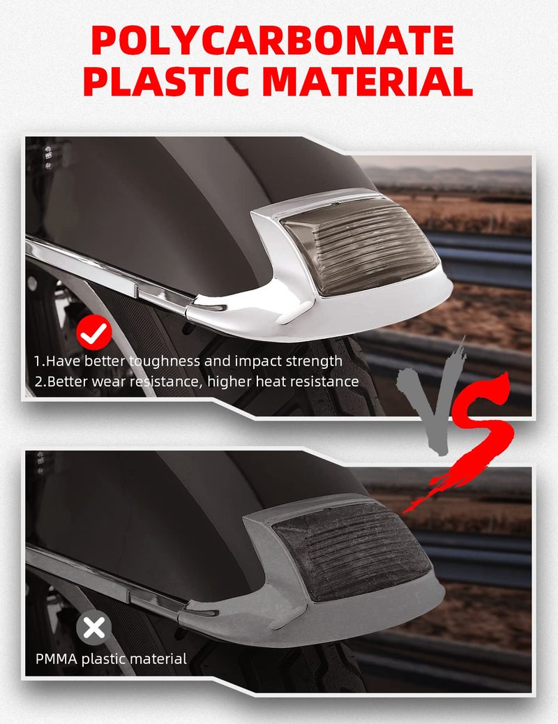 Amazicha Smoked Front Rear LED Fender Tips Lights Mud Guards Covers Lens Compatible for Harley Davidson Electra Glide Road King Heritage Softail - Image 5