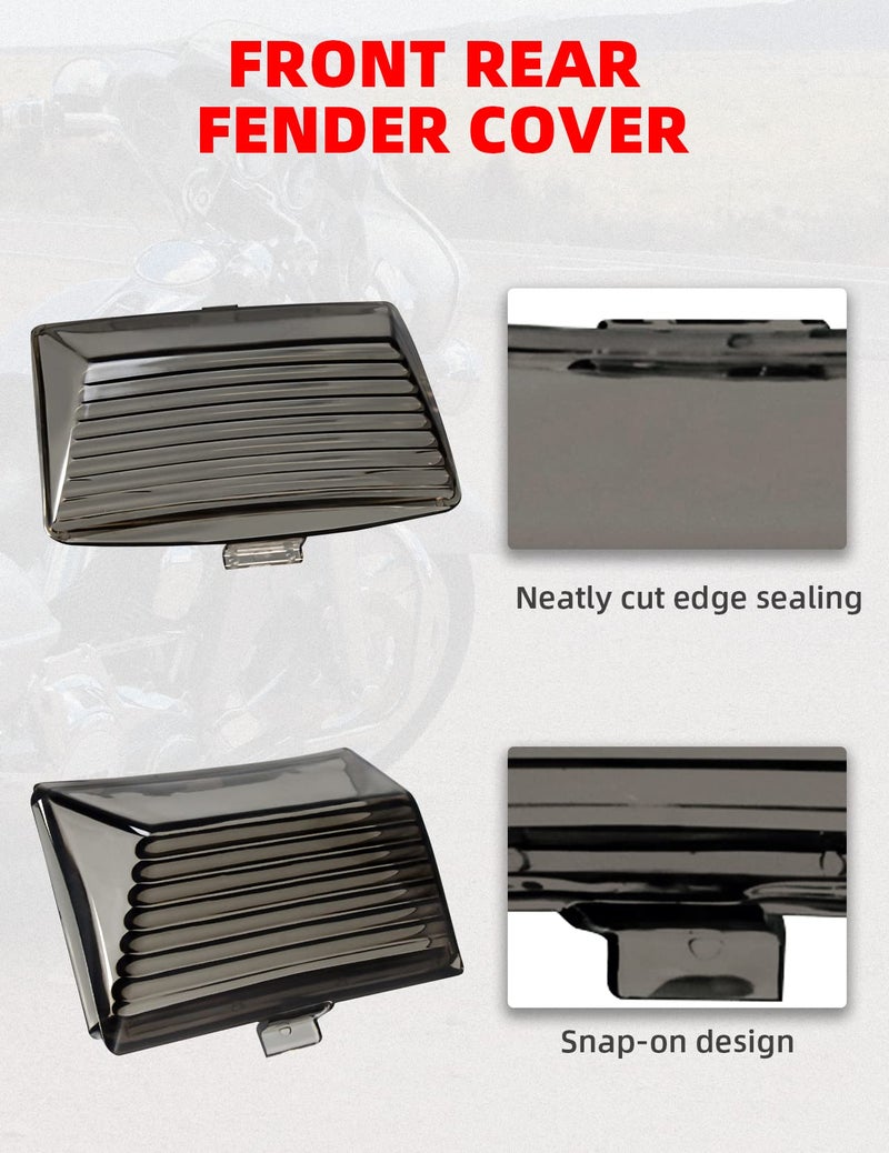 Amazicha Smoked Front Rear LED Fender Tips Lights Mud Guards Covers Lens Compatible for Harley Davidson Electra Glide Road King Heritage Softail - Image 3