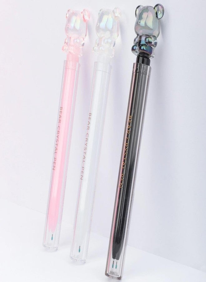 APCATIO Premium Crystal Gel Pen - for Writing, Lightweight with Comfortable Grip for Smooth Writing, Stationery for School & Office, Birthday Return Gift (Bear - Pack of 3) - Image 1