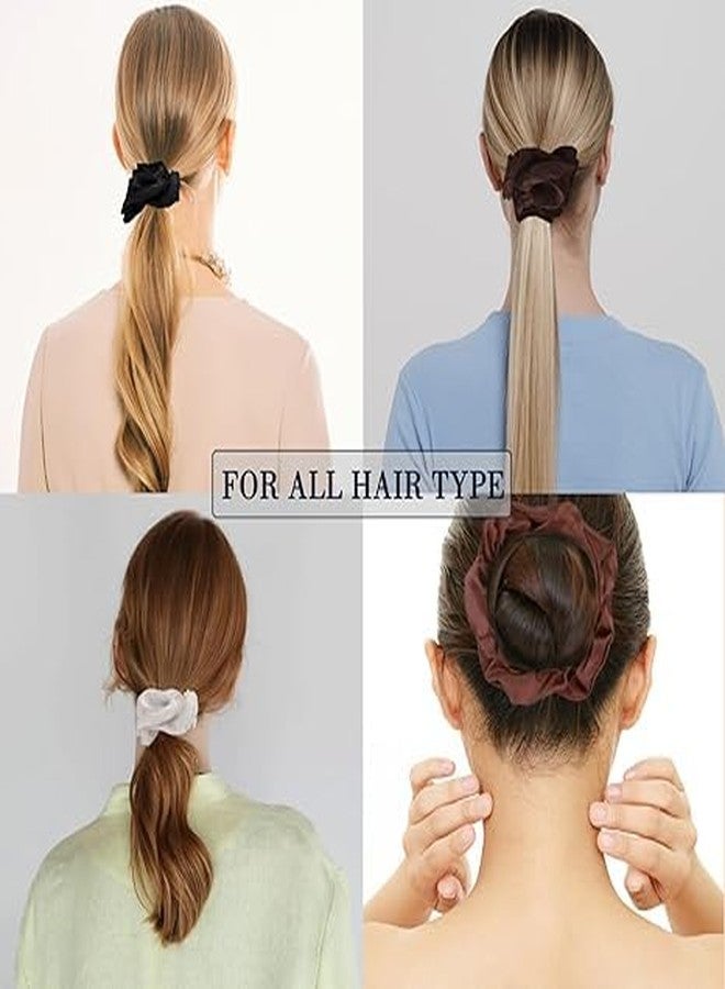 CHIROGRAPHY 12 PCS PREMIUM Satin Hair Scrunchies for Girls Women LUXURY Neutral Color Scrunchies Thick Curly Hair Ponytail Holders Bulk Scrunchies for Hair No damage (12 Pack) - Image 5