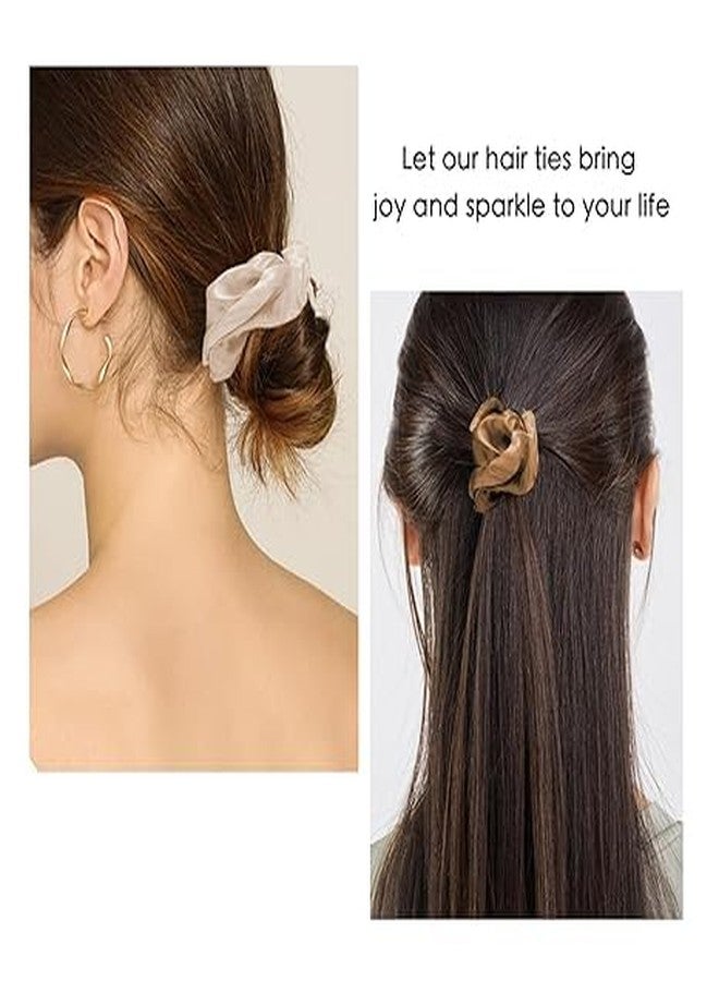 CHIROGRAPHY 12 PCS PREMIUM Satin Hair Scrunchies for Girls Women LUXURY Neutral Color Scrunchies Thick Curly Hair Ponytail Holders Bulk Scrunchies for Hair No damage (12 Pack) - Image 4
