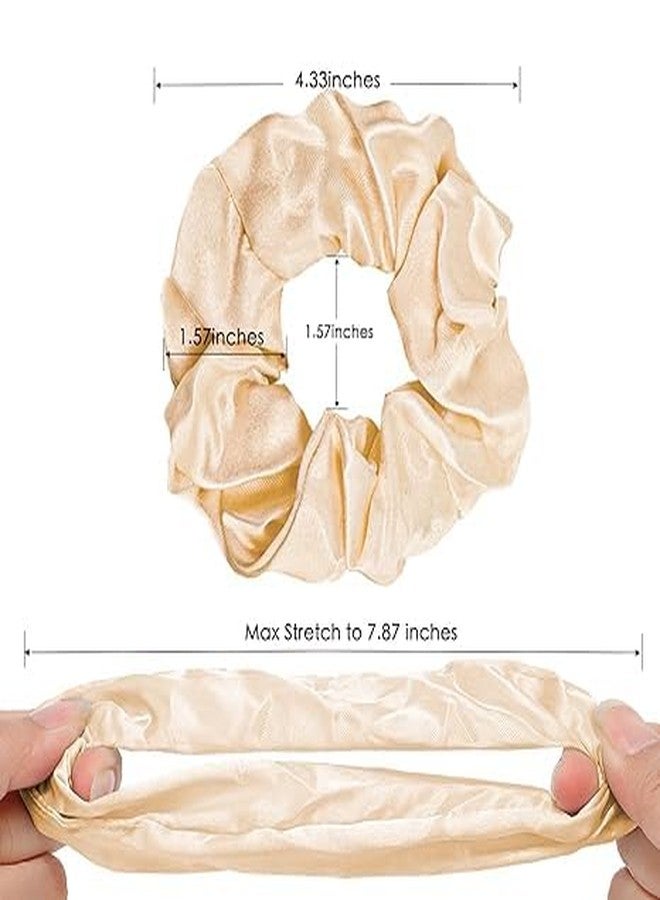 CHIROGRAPHY 12 PCS PREMIUM Satin Hair Scrunchies for Girls Women LUXURY Neutral Color Scrunchies Thick Curly Hair Ponytail Holders Bulk Scrunchies for Hair No damage (12 Pack) - Image 3