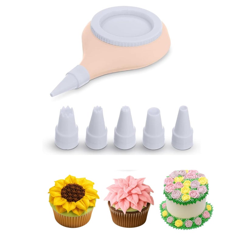 Cake Decorating Kit - Silicone Dessert Decorator 6 Pcs, Piping Set for Icing, Cupcake & Cookie, BPA Free, Kitchen Utensil Tool - Image 1