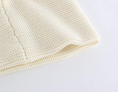LLmoway Toddler Boys Girls Winter Warm Hat Kids Knit Fleece Earflap Scarf Hood Hat with Pom White - Image 5