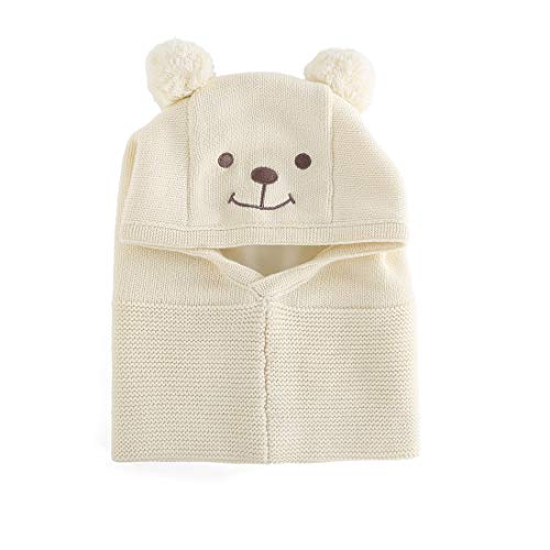 LLmoway Toddler Boys Girls Winter Warm Hat Kids Knit Fleece Earflap Scarf Hood Hat with Pom White - Image 3