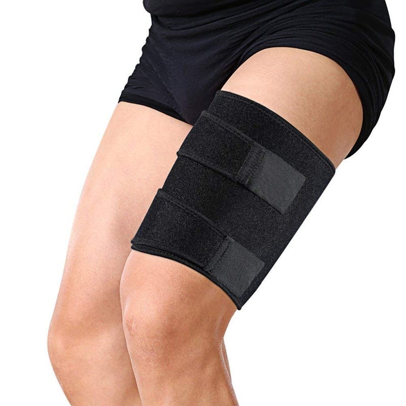 QCHOMEE Medical Grade Thigh Hamstring Support Compression Brace Wrap Adjustable Neoprene Sports Leg Sleeve for Pulled Hamstring Strain Injury Rehab for GymRunning Fitness Football Badminton Basketball - Image 2