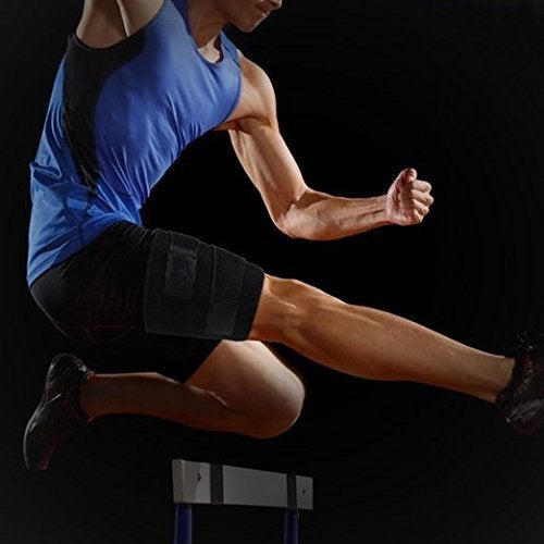 QCHOMEE Medical Grade Thigh Hamstring Support Compression Brace Wrap Adjustable Neoprene Sports Leg Sleeve for Pulled Hamstring Strain Injury Rehab for GymRunning Fitness Football Badminton Basketball - Image 4