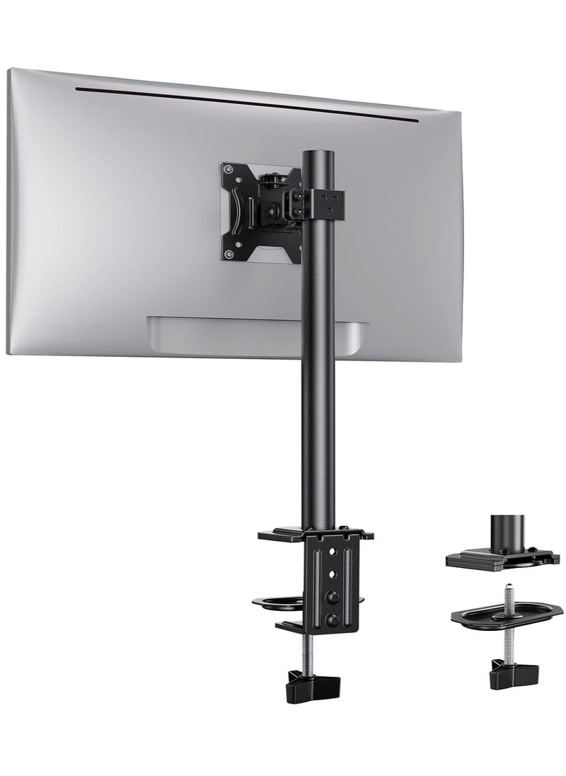 JAJEEK Monitor Mount for 13-32" Screens, Adjustable Height & Angle, Supports Up to 17.6lbs, Improved LCD/LED Monitor Riser, Single Desk Mount Stand, Black – Ergonomic Desk Mount for Home & Office – Model EGCM12 - Image 1