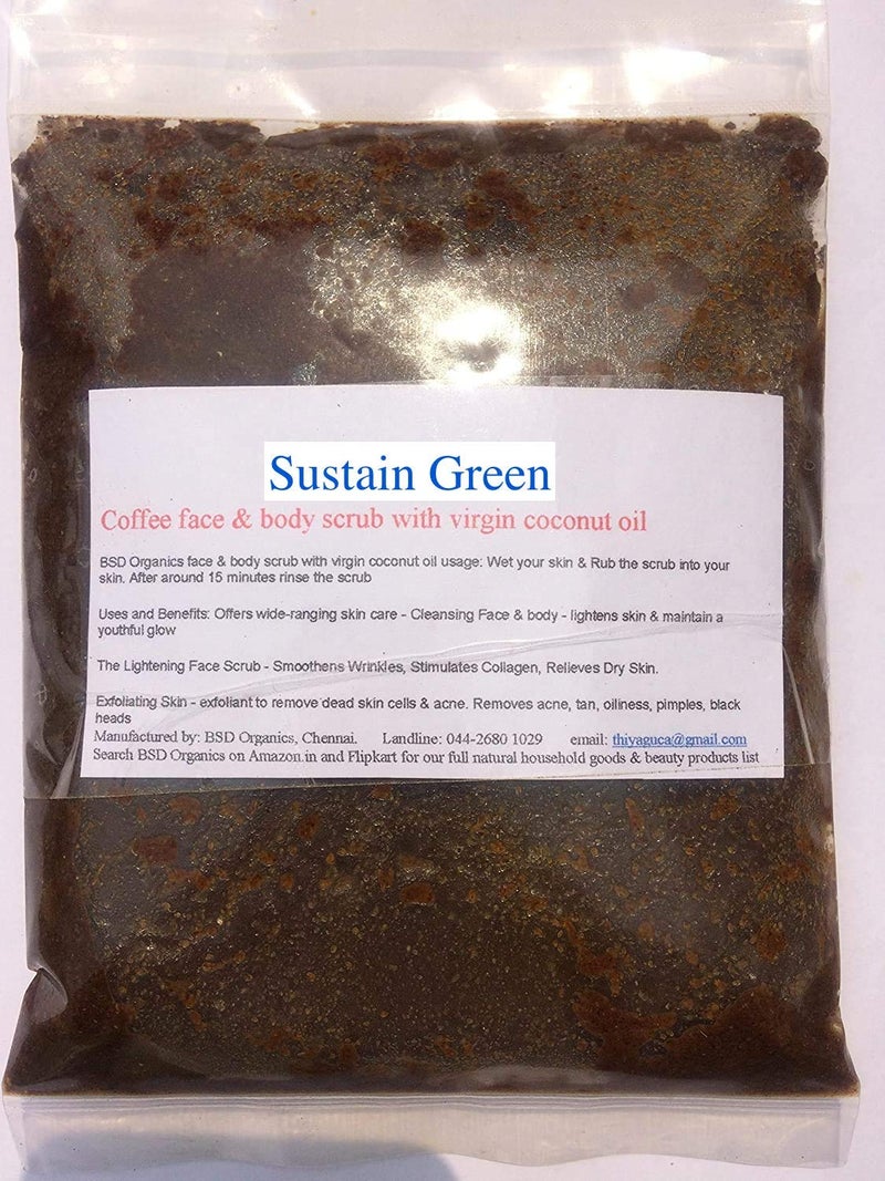 Sustain Green Coffee face body scrub with virgin coconut oil 100 gms 500 gram