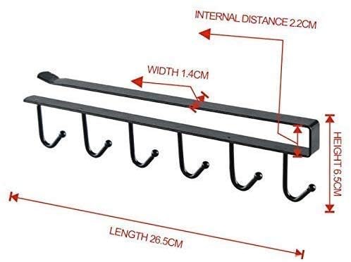 Prachit Prachit Household Metal Under Shelf Hanging Storage Hanger for Organizing Kitchen Bathroom Office Cabinets 6 Hook Wardrobe Accessories Holder Stand Pack of 1 Pcs 1 - Image 2