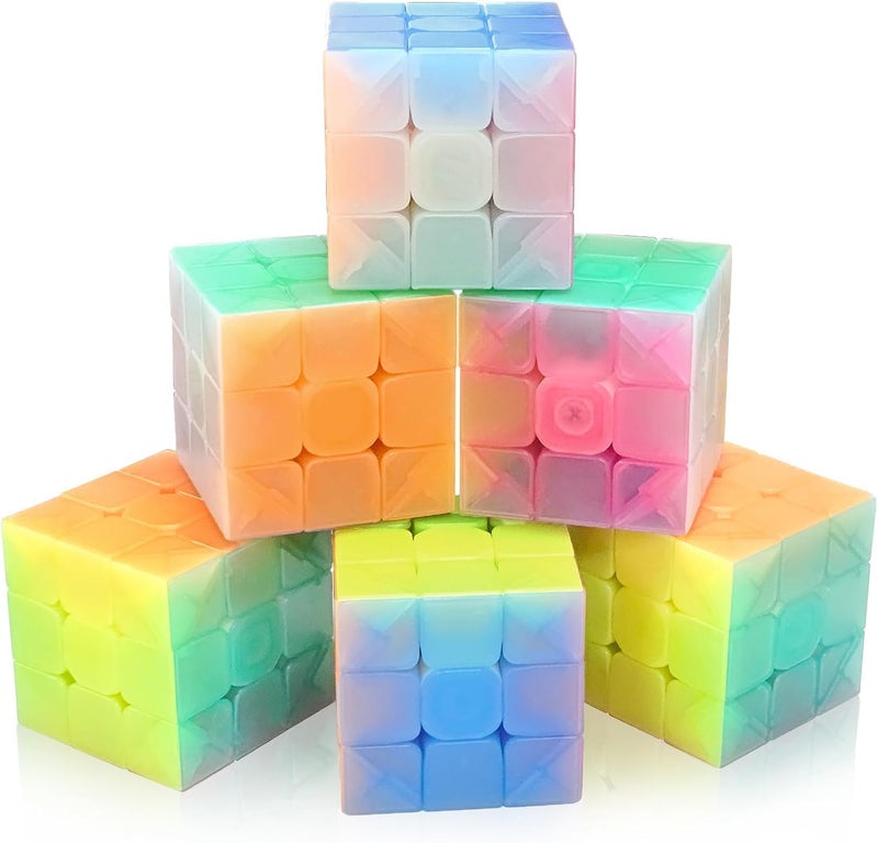 Vdealen 3x3x3 Speed Cube Set 6 Pack Speed Cube Bulk Magic Cube Set School Classroom Prize for Students Birthday Party Favors Stocking Stuffers Gifts for Kids Teens AdultsJelly Stickerless - Image 3
