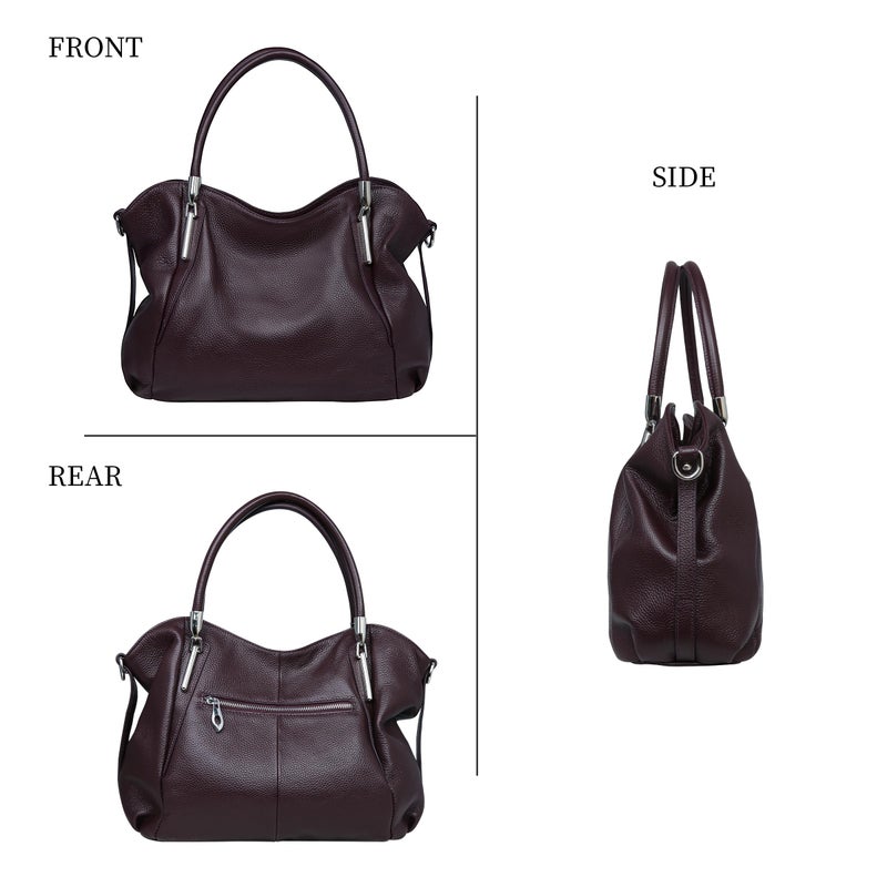 HESHE Leather Tote Bags for Women Shoulder Handbags and Purses Cross Body Bags Top Handle Ladies Designer Satchel Purse (Violet) - Image 4