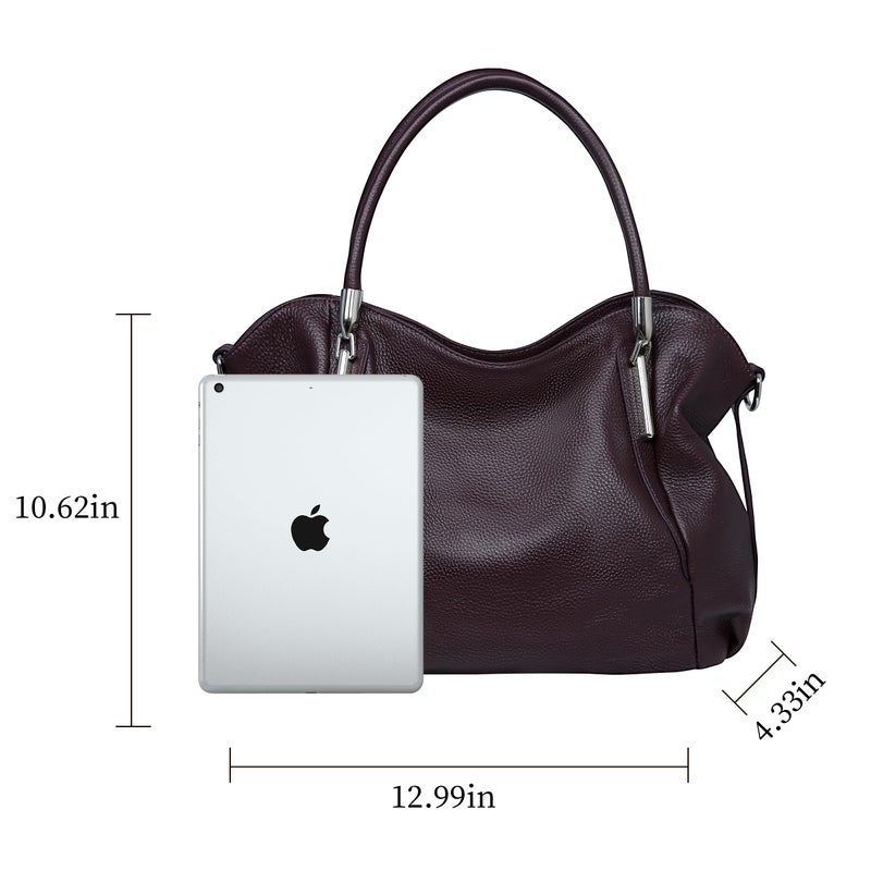 HESHE Leather Tote Bags for Women Shoulder Handbags and Purses Cross Body Bags Top Handle Ladies Designer Satchel Purse (Violet) - Image 3