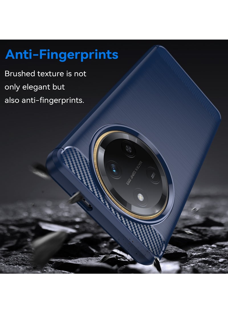 Slim Fit Phone Cover with Shock-Absorption, Carbon Fiber TPU Rubber Protective Case For Honor X9c Blue