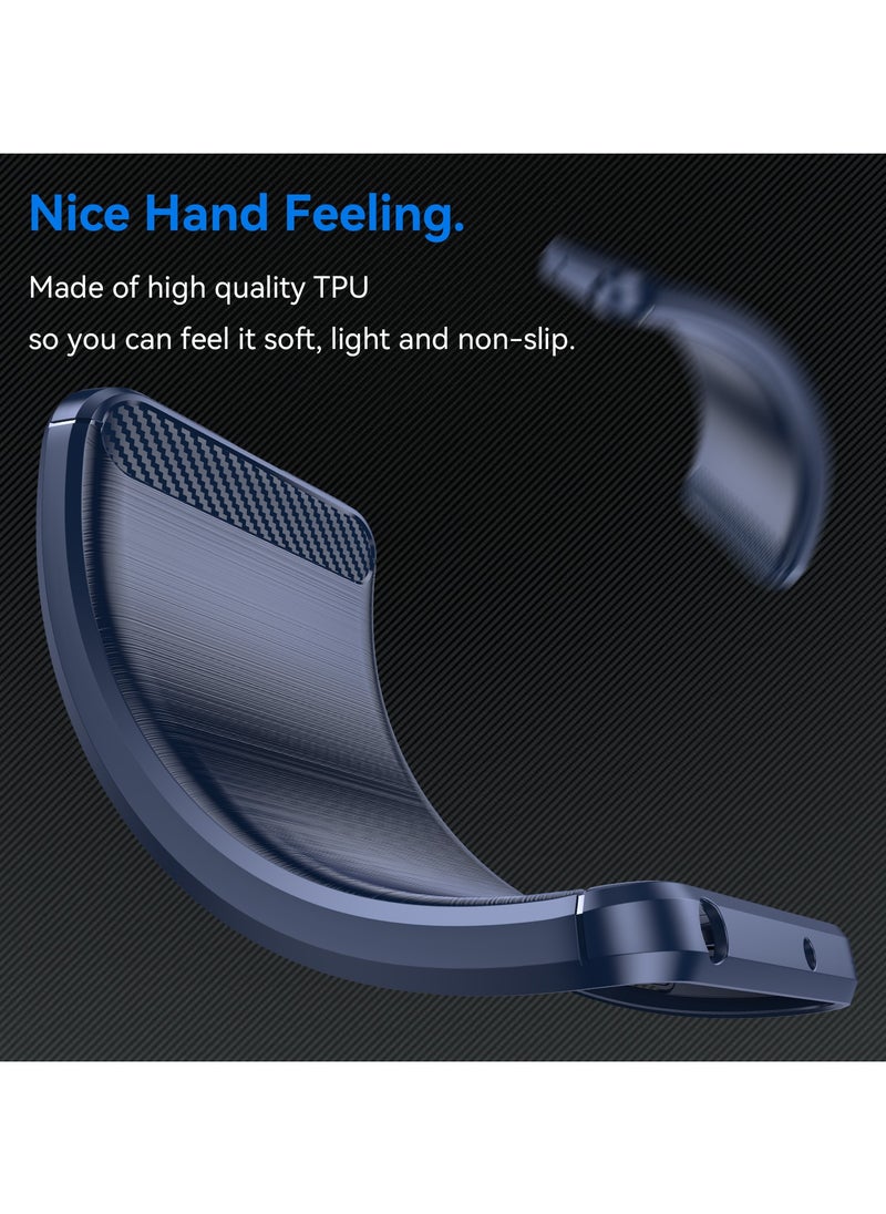 Slim Fit Phone Cover with Shock-Absorption, Carbon Fiber TPU Rubber Protective Case For Honor X9c Blue