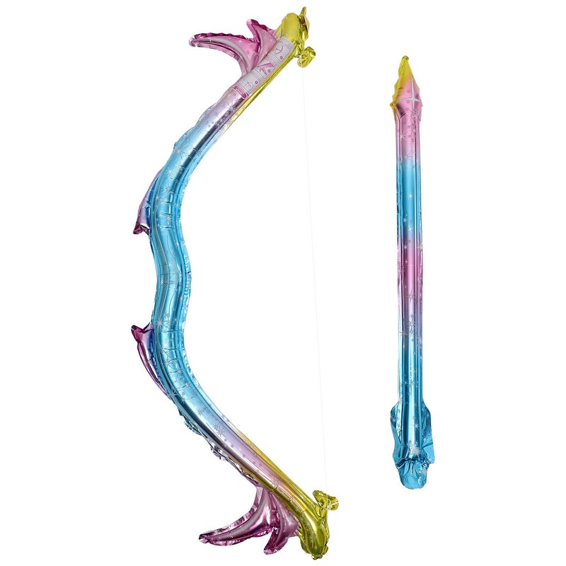 Cupid Bow And Arrow Holographic Pink Foil Balloon Set For Birthday Party Decorations - Image 2