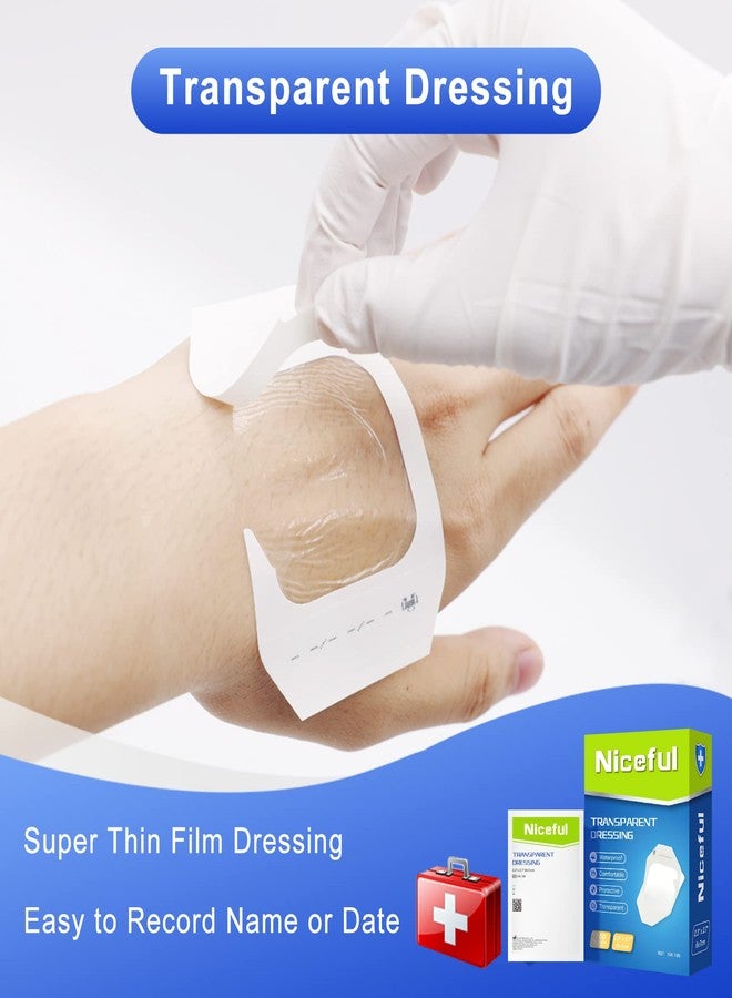 Niceful 100 Count Transparent Film Dressing 2-3/8 x 2-3/4 inch, Waterproof Bandages Post Surgical for Wound Cover Shower, Clear Bandage - Image 5