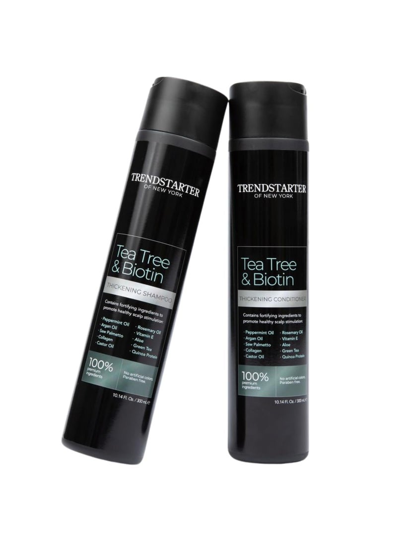 TRENDstarter - TRENDSTARTER  TEA TREE  BIOTIN THICKENING SHAMPOO  CONDITIONER Set 1014FlOz ea  Argan Oil Peppermint Oil Collagen Quinoa Aloe Rosemary Green Tea and Saw Palmetto DHT Blocker - Image 1