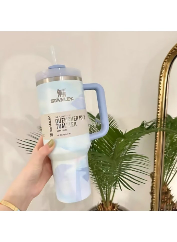 stanley Quencher H2.0 Tumbler with Handle and Straw | Flowstate 3-Position Lid | BPA-Free Stainless Steel Insulated Travel Cup | Cup Holder Compatible | Cool Serene Brushstroke| 40 oz - Image 5