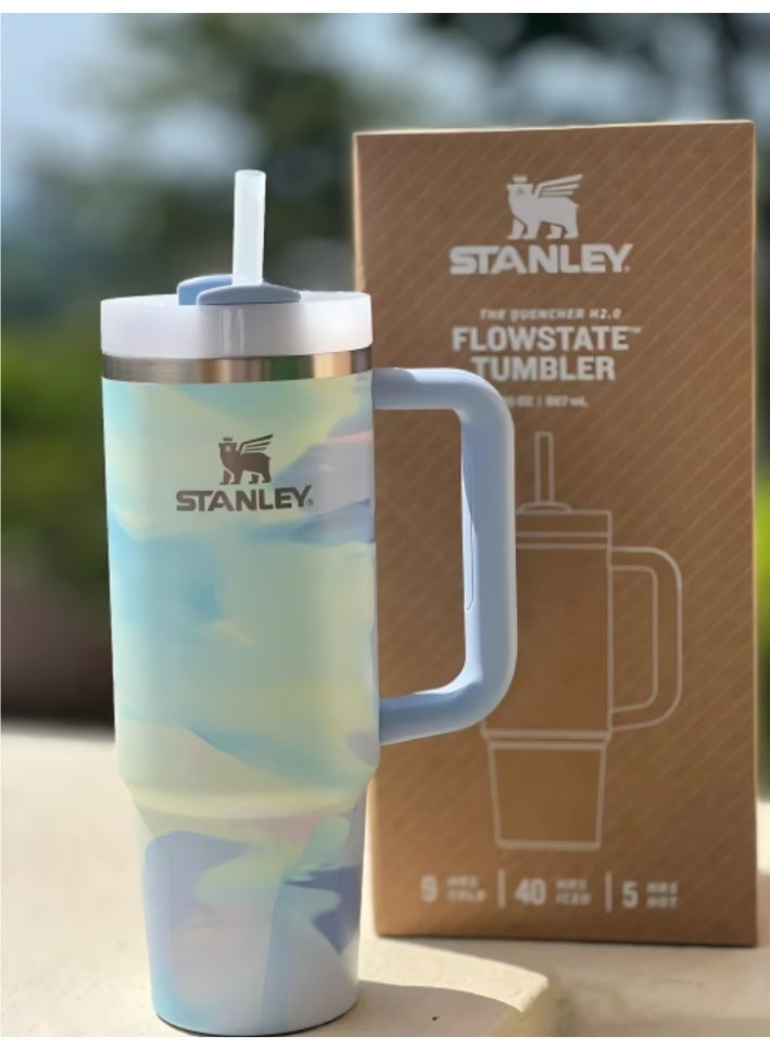 stanley Quencher H2.0 Tumbler with Handle and Straw | Flowstate 3-Position Lid | BPA-Free Stainless Steel Insulated Travel Cup | Cup Holder Compatible | Cool Serene Brushstroke| 40 oz - Image 1
