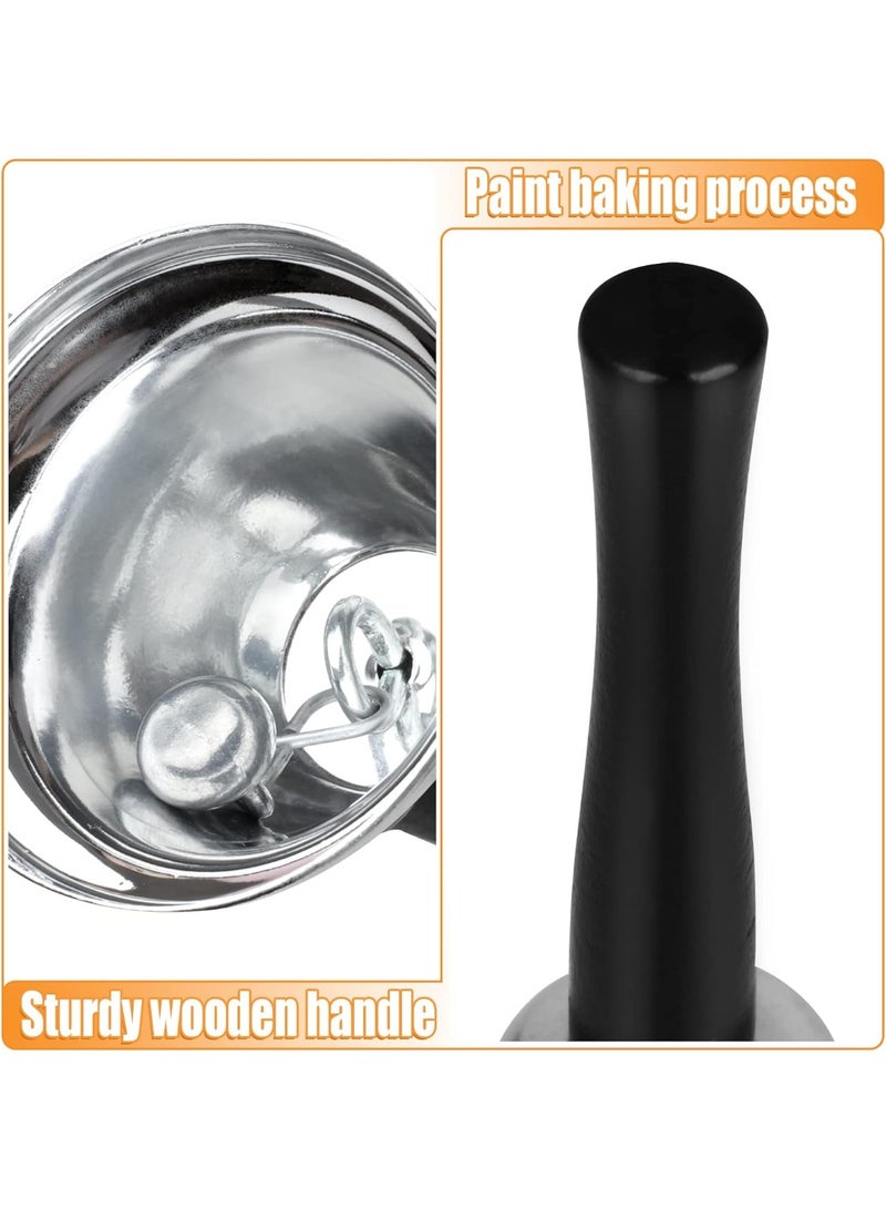 Bukela 2 Pack Hand Bell, Silver Steel Bell, Ringing Bell with Handle, Dinner Bells for Inside Classroom Bell, for Food Line, Alarm, Jingles, Ringing (Silver) - Image 3