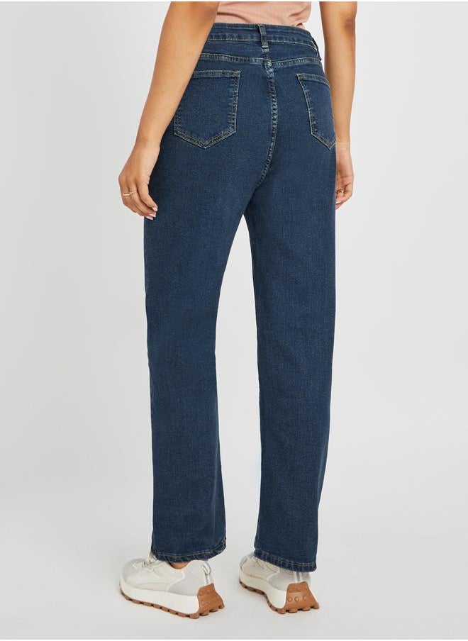 Styli Styli High Rise Whiskered Straight Fit Jeans  - Image 4