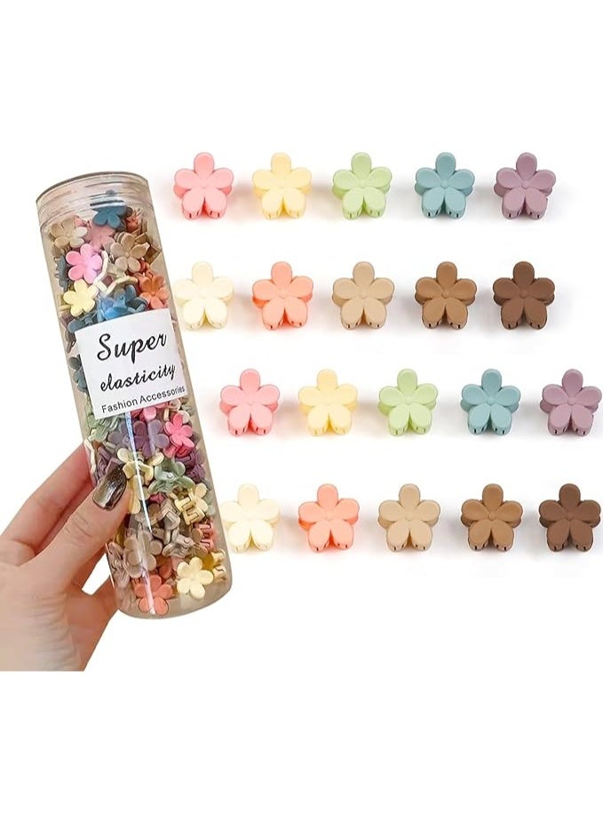 100 قطعة ملونة مصغرة الزهور مقاطع، طفل مصغرة مخلب مقاطع، لطيف الفك دبابيس و باريتس، ملحقات للنساء البنات الأطفال المراهقين (لون عشوائي) - Image 1