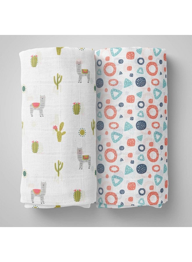 1st Step Muslin Swaddle 60Cm*75Cm (Pack Of 2) Lama, Donuts - Image 1