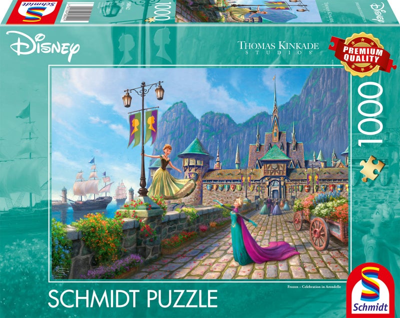 Schmidt Spiele 58042 Thomas Kinkade Disney Frozen Celebrating in Arendelle 1000 Piece Jigsaw Puzzle - Image 2