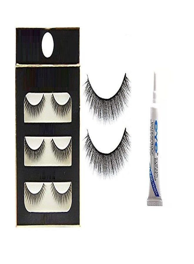 سكين بلس رموش صناعية سوداء طويلة وسميكة مصنوعة يدوياً من SKINPLUS مع غراء للعين - Image 2