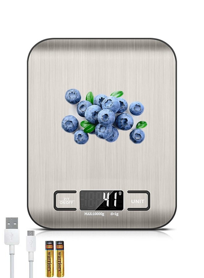 ميزان مطبخ للأغذية، رقمي بالجرام والأوقية لفقدان الوزن والخبز والطهي والكيتو وإعداد الوجبات، شاشة LCD، متوسط الحجم، فولاذ مقاوم للصدأ 304 - Image 1