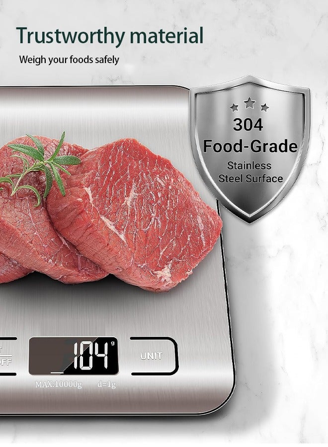 ميزان مطبخ للأغذية، رقمي بالجرام والأوقية لفقدان الوزن والخبز والطهي والكيتو وإعداد الوجبات، شاشة LCD، متوسط الحجم، فولاذ مقاوم للصدأ 304 - Image 2