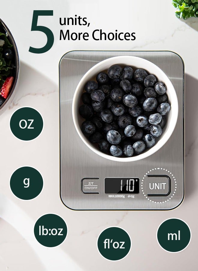 ميزان مطبخ للأغذية، رقمي بالجرام والأوقية لفقدان الوزن والخبز والطهي والكيتو وإعداد الوجبات، شاشة LCD، متوسط الحجم، فولاذ مقاوم للصدأ 304 - Image 4