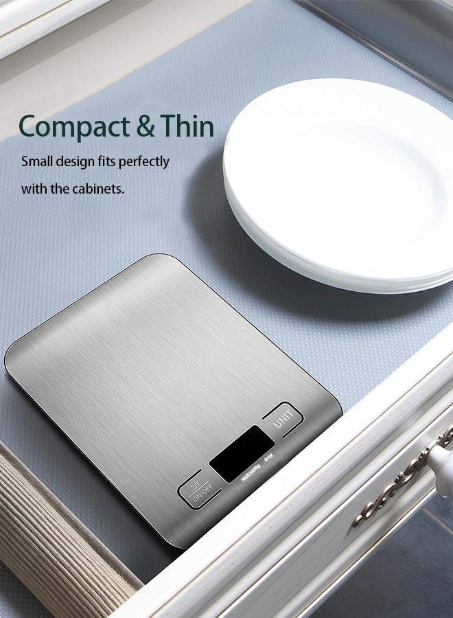 ميزان مطبخ للأغذية، رقمي بالجرام والأوقية لفقدان الوزن والخبز والطهي والكيتو وإعداد الوجبات، شاشة LCD، متوسط الحجم، فولاذ مقاوم للصدأ 304 - Image 3