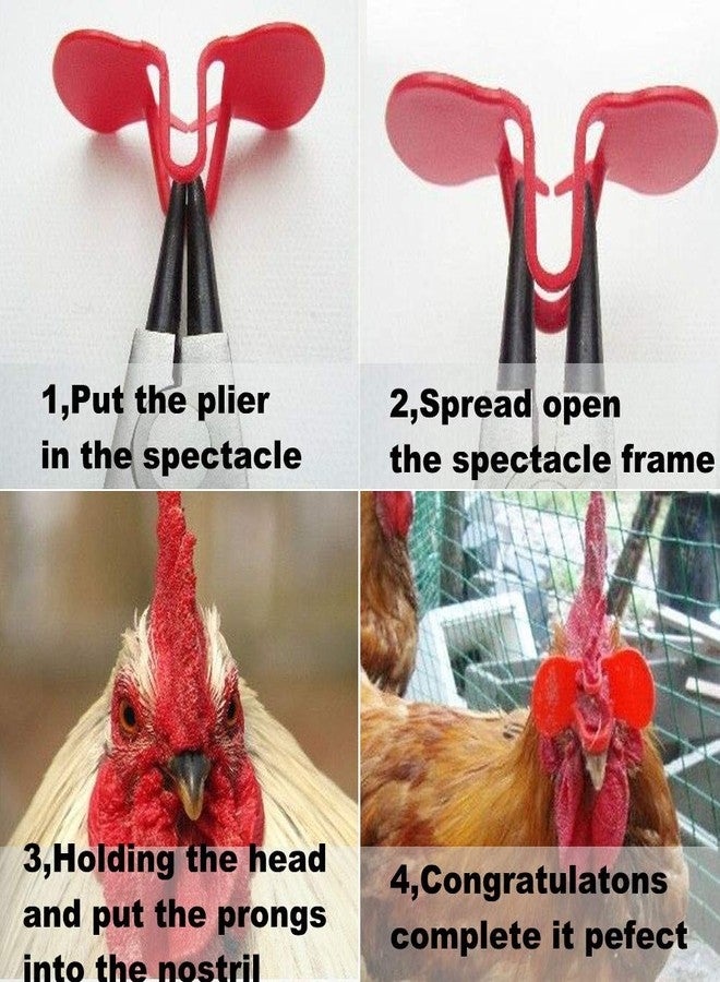 Weilan 50 Pieces Pinless Peepers for Chicken Blinders Pheasant Poultry Blinders Spectacles(Red/Large) - Image 5